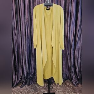 Tahari. Sz. L. Soft light mustard micro fiber open Front Duster.